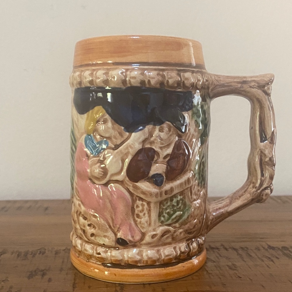 Vintage Brown Ceramic Beer Stein Cup with Handle Made in Japan